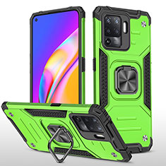 Coque Contour Silicone et Plastique Housse Etui Mat avec Magnetique Support Bague Anneau MQ1 pour Oppo Reno5 F Vert