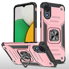 Coque Contour Silicone et Plastique Housse Etui Mat avec Magnetique Support Bague Anneau MQ1 pour Samsung Galaxy A03 Core Or Rose