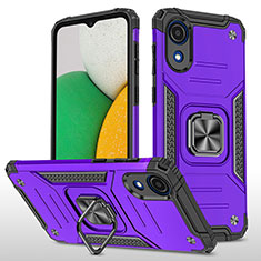 Coque Contour Silicone et Plastique Housse Etui Mat avec Magnetique Support Bague Anneau MQ1 pour Samsung Galaxy A03 Core Violet