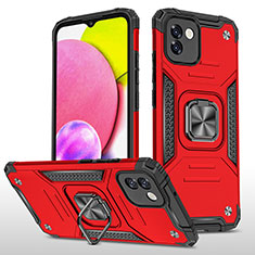 Coque Contour Silicone et Plastique Housse Etui Mat avec Magnetique Support Bague Anneau MQ1 pour Samsung Galaxy A03 Rouge