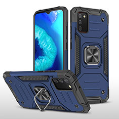 Coque Contour Silicone et Plastique Housse Etui Mat avec Magnetique Support Bague Anneau MQ1 pour Samsung Galaxy A03s Bleu