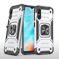 Coque Contour Silicone et Plastique Housse Etui Mat avec Magnetique Support Bague Anneau MQ1 pour Samsung Galaxy A10e Argent