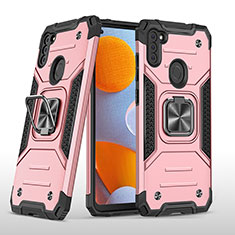 Coque Contour Silicone et Plastique Housse Etui Mat avec Magnetique Support Bague Anneau MQ1 pour Samsung Galaxy A11 Or Rose