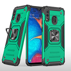 Coque Contour Silicone et Plastique Housse Etui Mat avec Magnetique Support Bague Anneau MQ1 pour Samsung Galaxy A20 Vert Nuit