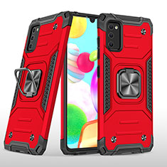 Coque Contour Silicone et Plastique Housse Etui Mat avec Magnetique Support Bague Anneau MQ1 pour Samsung Galaxy A41 Rouge