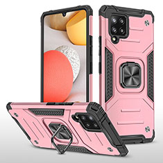 Coque Contour Silicone et Plastique Housse Etui Mat avec Magnetique Support Bague Anneau MQ1 pour Samsung Galaxy A42 5G Or Rose