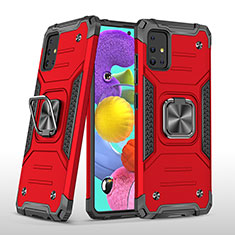 Coque Contour Silicone et Plastique Housse Etui Mat avec Magnetique Support Bague Anneau MQ1 pour Samsung Galaxy A51 5G Rouge