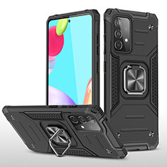 Coque Contour Silicone et Plastique Housse Etui Mat avec Magnetique Support Bague Anneau MQ1 pour Samsung Galaxy A52 4G Noir