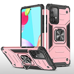 Coque Contour Silicone et Plastique Housse Etui Mat avec Magnetique Support Bague Anneau MQ1 pour Samsung Galaxy A52 4G Or Rose