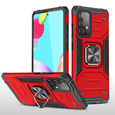 Coque Contour Silicone et Plastique Housse Etui Mat avec Magnetique Support Bague Anneau MQ1 pour Samsung Galaxy A52 4G Rouge