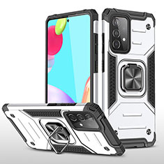 Coque Contour Silicone et Plastique Housse Etui Mat avec Magnetique Support Bague Anneau MQ1 pour Samsung Galaxy A52s 5G Argent