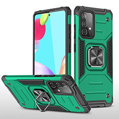 Coque Contour Silicone et Plastique Housse Etui Mat avec Magnetique Support Bague Anneau MQ1 pour Samsung Galaxy A52s 5G Vert Nuit