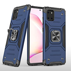 Coque Contour Silicone et Plastique Housse Etui Mat avec Magnetique Support Bague Anneau MQ1 pour Samsung Galaxy A81 Bleu