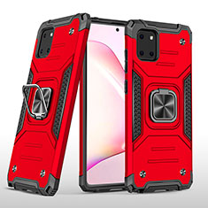 Coque Contour Silicone et Plastique Housse Etui Mat avec Magnetique Support Bague Anneau MQ1 pour Samsung Galaxy A81 Rouge