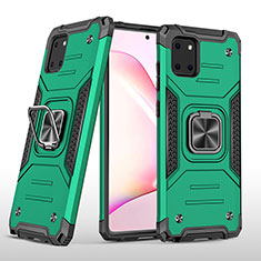 Coque Contour Silicone et Plastique Housse Etui Mat avec Magnetique Support Bague Anneau MQ1 pour Samsung Galaxy A81 Vert Nuit