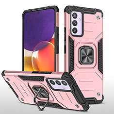 Coque Contour Silicone et Plastique Housse Etui Mat avec Magnetique Support Bague Anneau MQ1 pour Samsung Galaxy A82 5G Or Rose