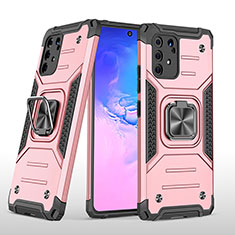 Coque Contour Silicone et Plastique Housse Etui Mat avec Magnetique Support Bague Anneau MQ1 pour Samsung Galaxy A91 Or Rose