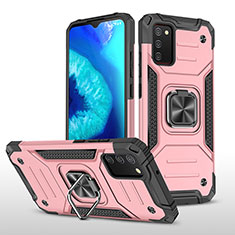 Coque Contour Silicone et Plastique Housse Etui Mat avec Magnetique Support Bague Anneau MQ1 pour Samsung Galaxy F02S SM-E025F Or Rose