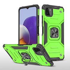 Coque Contour Silicone et Plastique Housse Etui Mat avec Magnetique Support Bague Anneau MQ1 pour Samsung Galaxy F42 5G Vert