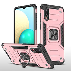 Coque Contour Silicone et Plastique Housse Etui Mat avec Magnetique Support Bague Anneau MQ1 pour Samsung Galaxy M02 Or Rose