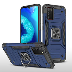 Coque Contour Silicone et Plastique Housse Etui Mat avec Magnetique Support Bague Anneau MQ1 pour Samsung Galaxy M02s Bleu