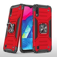 Coque Contour Silicone et Plastique Housse Etui Mat avec Magnetique Support Bague Anneau MQ1 pour Samsung Galaxy M10 Rouge