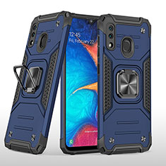 Coque Contour Silicone et Plastique Housse Etui Mat avec Magnetique Support Bague Anneau MQ1 pour Samsung Galaxy M10S Bleu