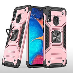 Coque Contour Silicone et Plastique Housse Etui Mat avec Magnetique Support Bague Anneau MQ1 pour Samsung Galaxy M10S Or Rose