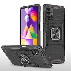 Coque Contour Silicone et Plastique Housse Etui Mat avec Magnetique Support Bague Anneau MQ1 pour Samsung Galaxy M31s Noir