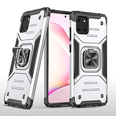 Coque Contour Silicone et Plastique Housse Etui Mat avec Magnetique Support Bague Anneau MQ1 pour Samsung Galaxy M60s Argent