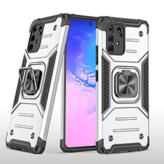 Coque Contour Silicone et Plastique Housse Etui Mat avec Magnetique Support Bague Anneau MQ1 pour Samsung Galaxy M80S Argent