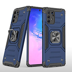 Coque Contour Silicone et Plastique Housse Etui Mat avec Magnetique Support Bague Anneau MQ1 pour Samsung Galaxy M80S Bleu