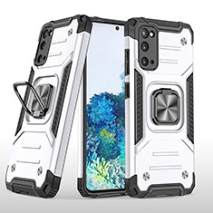 Coque Contour Silicone et Plastique Housse Etui Mat avec Magnetique Support Bague Anneau MQ1 pour Samsung Galaxy S20 Argent