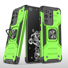 Coque Contour Silicone et Plastique Housse Etui Mat avec Magnetique Support Bague Anneau MQ1 pour Samsung Galaxy S20 Ultra 5G Vert