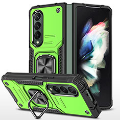 Coque Contour Silicone et Plastique Housse Etui Mat avec Magnetique Support Bague Anneau MQ1 pour Samsung Galaxy Z Fold3 5G Vert