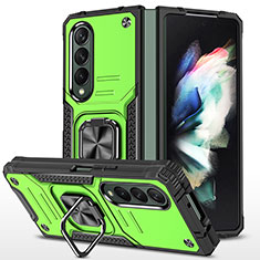 Coque Contour Silicone et Plastique Housse Etui Mat avec Magnetique Support Bague Anneau MQ1 pour Samsung Galaxy Z Fold4 5G Vert