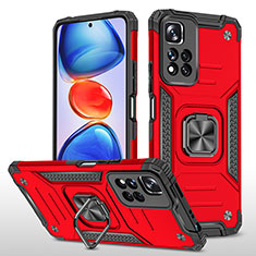 Coque Contour Silicone et Plastique Housse Etui Mat avec Magnetique Support Bague Anneau MQ1 pour Xiaomi Mi 11i 5G (2022) Rouge