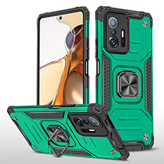 Coque Contour Silicone et Plastique Housse Etui Mat avec Magnetique Support Bague Anneau MQ1 pour Xiaomi Mi 11T 5G Vert Nuit