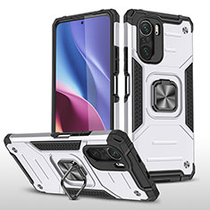 Coque Contour Silicone et Plastique Housse Etui Mat avec Magnetique Support Bague Anneau MQ1 pour Xiaomi Mi 11X 5G Argent