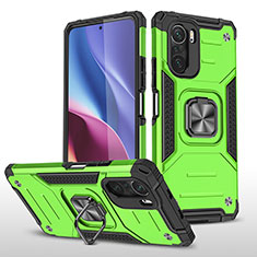 Coque Contour Silicone et Plastique Housse Etui Mat avec Magnetique Support Bague Anneau MQ1 pour Xiaomi Mi 11X 5G Vert