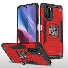 Coque Contour Silicone et Plastique Housse Etui Mat avec Magnetique Support Bague Anneau MQ1 pour Xiaomi Mi 11X Pro 5G Rouge