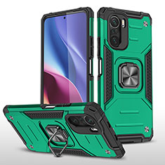 Coque Contour Silicone et Plastique Housse Etui Mat avec Magnetique Support Bague Anneau MQ1 pour Xiaomi Mi 11X Pro 5G Vert Nuit