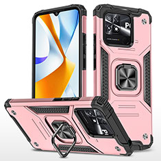 Coque Contour Silicone et Plastique Housse Etui Mat avec Magnetique Support Bague Anneau MQ1 pour Xiaomi Poco C40 Or Rose