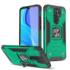 Coque Contour Silicone et Plastique Housse Etui Mat avec Magnetique Support Bague Anneau MQ1 pour Xiaomi Poco M2 Vert Nuit