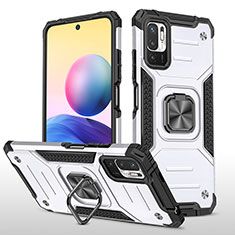 Coque Contour Silicone et Plastique Housse Etui Mat avec Magnetique Support Bague Anneau MQ1 pour Xiaomi POCO M3 Pro 5G Argent