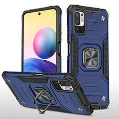 Coque Contour Silicone et Plastique Housse Etui Mat avec Magnetique Support Bague Anneau MQ1 pour Xiaomi POCO M3 Pro 5G Bleu