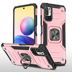 Coque Contour Silicone et Plastique Housse Etui Mat avec Magnetique Support Bague Anneau MQ1 pour Xiaomi POCO M3 Pro 5G Or Rose