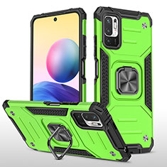 Coque Contour Silicone et Plastique Housse Etui Mat avec Magnetique Support Bague Anneau MQ1 pour Xiaomi POCO M3 Pro 5G Vert