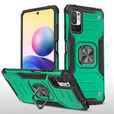 Coque Contour Silicone et Plastique Housse Etui Mat avec Magnetique Support Bague Anneau MQ1 pour Xiaomi POCO M3 Pro 5G Vert Nuit