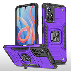 Coque Contour Silicone et Plastique Housse Etui Mat avec Magnetique Support Bague Anneau MQ1 pour Xiaomi Poco M4 Pro 5G Violet